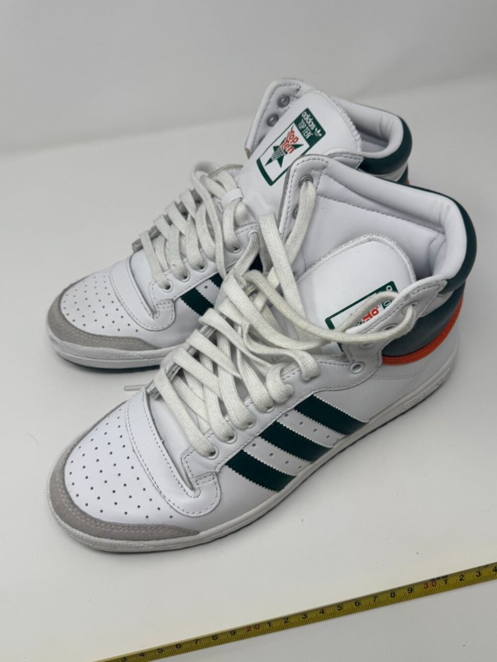 Adidas Originals Top Ten Hi White Green Orange High Top Sneakers Men's 9.5